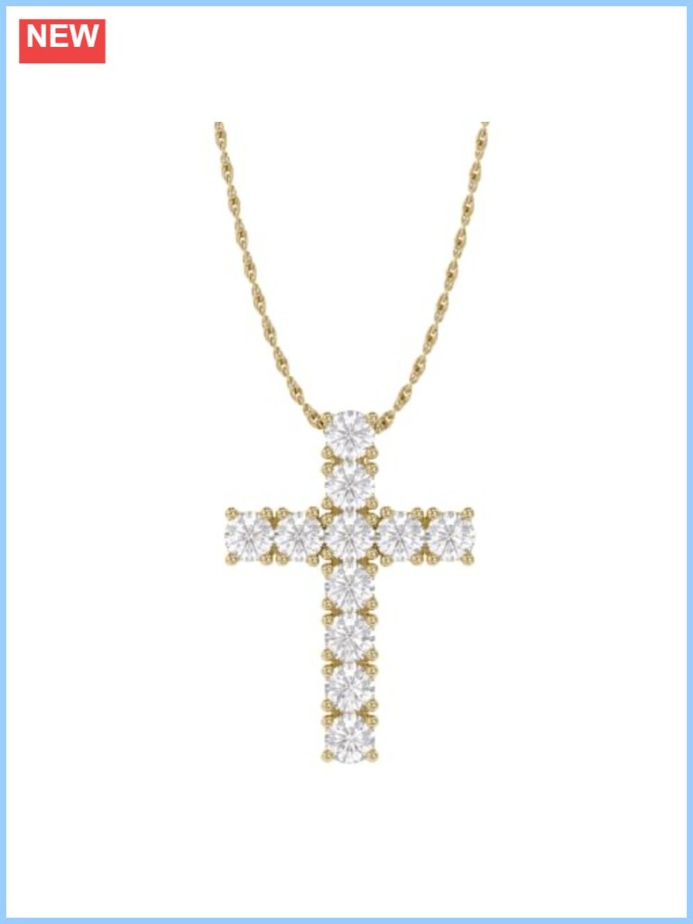 14K Yellow Gold Over Sterling Silver Cross Pendant Necklace